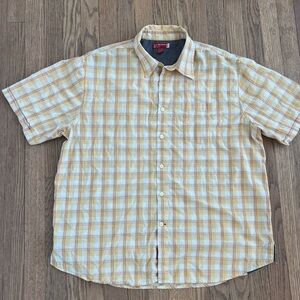 Guess Yellow and White Casual Button Down Shirt